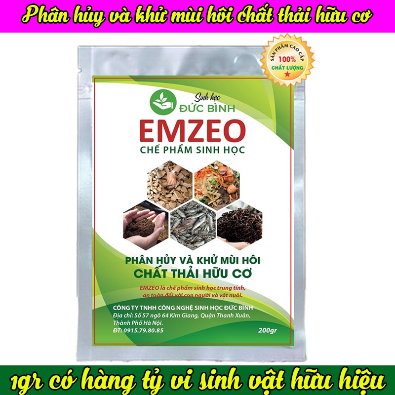 Chế phẩm EMZEO là loại chế phẩm sinh học EM, chế phẩm vi sinh chuyên phân hủy, khử mùi hôi vàxử lý chất thải hữu cơ