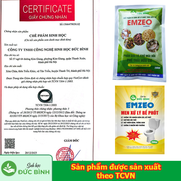 Chế phẩm vi sinh Đức Bình được sản xuất theo TCVN